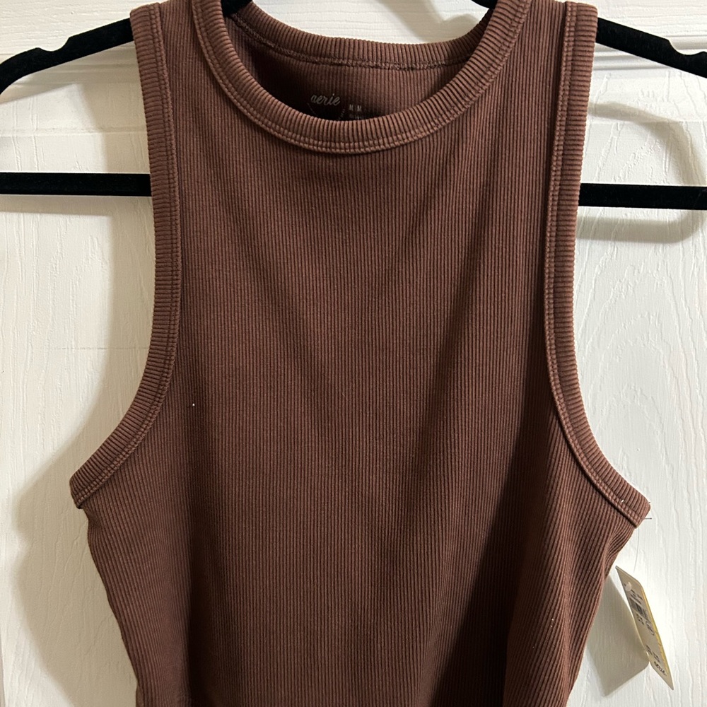 Aerie Chocolate Ribbed Tank Top